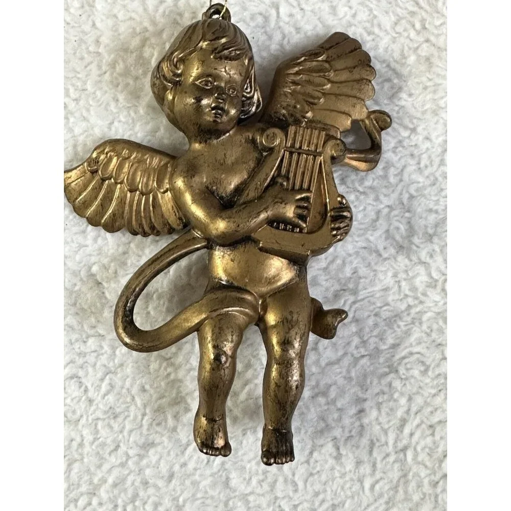 Angel or Cherub Gold Christmas Ornament Vintage‎ Xmas